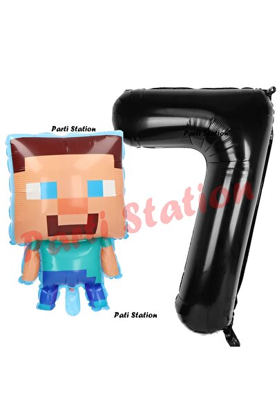Parti Station Minecraft Balon 7 Yaş Doğum Günü Set Minecraft Konsept Balon ve...