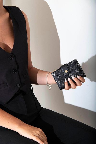 Silver Polo Silver & Polo Black Platinum - Black Sp1107 Women's Wallet & Card Holder