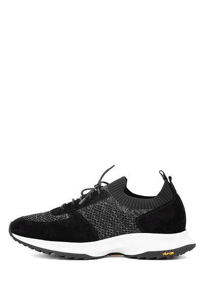Tamer Tanca Black Leather and Textile Men's Sneakers - Sports Shoes