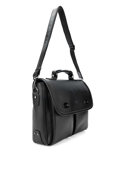 Tamer Tanca Genuine Leather Men's Black Briefcase