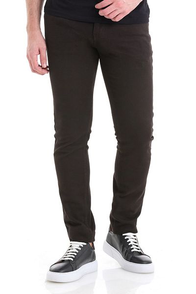 Hatemoğlu Καφέ παντελόνι από βαμβακερό καμβά Slim Fit - 5 τσέπες