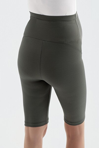 Artış Fitilli Diz Üstü Biker Esnek Ayarlanabilir Bel Hamile Tayt