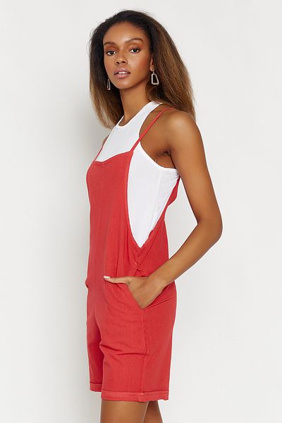 Hopoi Women's Red Strappy Shorts Jumpsuit Hop670