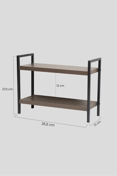 Mudesa Teak Siyah Metal Masa Tezgah Üstü Düzenleyici Organizer Banyo Mutfak Rafı Kitaplık Baharatlık
