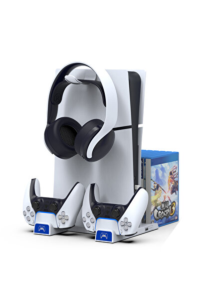 HavuzElektronik Ps5 Playstation 5 Uyumlu Slim Dikey Şarj Standı Vertical Charging Dock 5 In1 Vertical Stand