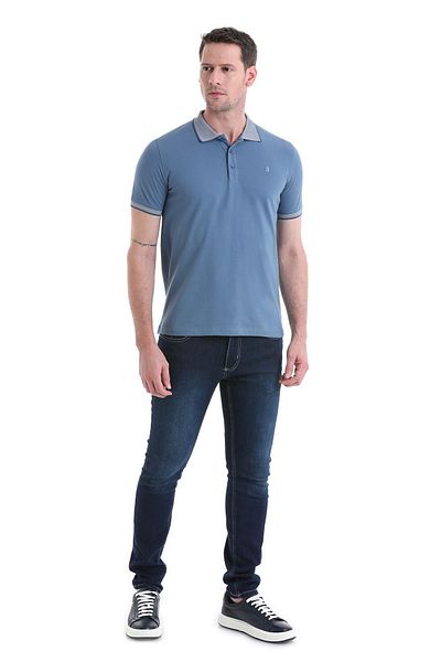 Hatemoğlu Μπλουζάκι Indigo Regular Fit Polo Neck - 100% βαμβάκι