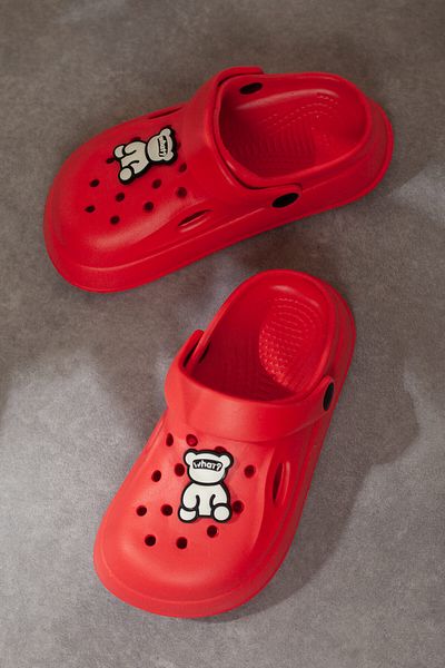DRY WOOD Children's Closed-Front Slippers, Children's Cute Slippers, Children's Slippers with Teddy Bear Figure