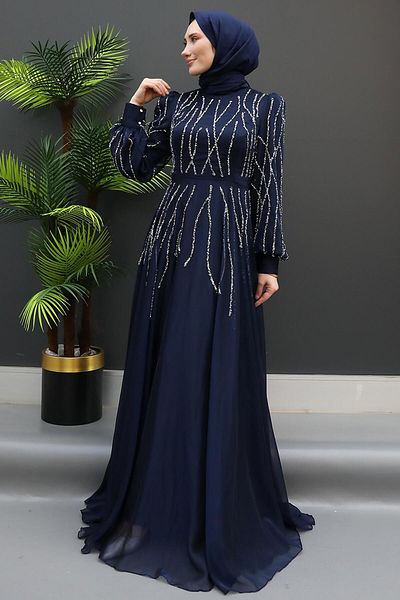 GİZ AGİYİM Βραδινό φόρεμα Hüma Janjan Navy Blue