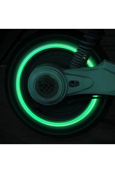 KMLBRKSTORE فلورسنت LED أخضر - مجموعة غطاء صمام إطار السيارة والدراجة النارية بدون بطارية