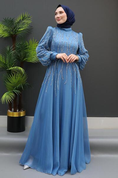 GİZ AGİYİM Βραδινό φόρεμα Hüma Janjan Indigo