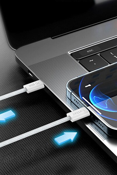 m.tk moveteck 60W Type-c to Type-c Hızlı Şarj Kablosu PD 60W+Data Kablosu 2M Hasır Örgü Tasarım 15-15 Pro Max Plus