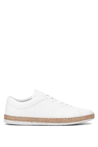 Tamer Tanca Men's Genuine Leather White Casual Shoes