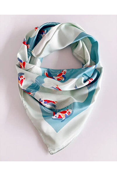 Bikutumutluluk Şanslı Koi Balıkları Saten Fular