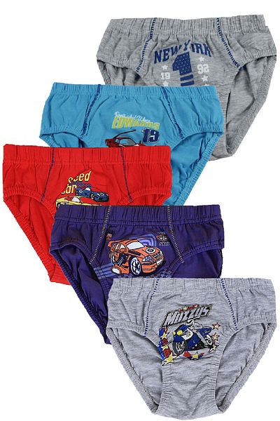 Hepsine Rakip 5 Pack Boy's Slip Πολύχρωμο βαμβακερό εμπριμέ εσώρουχο Kz