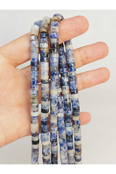 Yasamtohumu Brățară pentru băiat, în formă de piatră de sodalit, 3x6 mm, jumătate de șir (49354) (LUNGIME DE 18 CM)