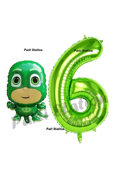 Parti Station 1 Year Old Birthday Children's Balloon - Pijamaskeliler Lizard Set PjMasks Concept