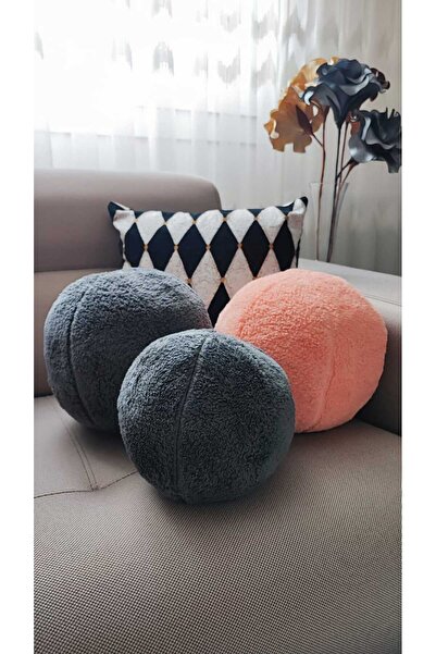 oneplise طقم وسائد رمي كروية مكون من 3 قطع - أنثراسيت كبير/سلمون/أنثراسيت صغي...