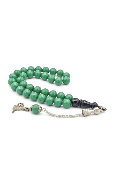Murty99 Tasbih de chihlimbar verde cu tăiere sferică cu șoc de coadă de vulpe 058