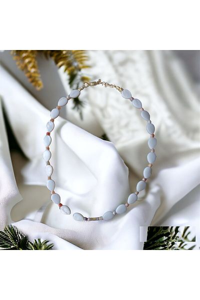 MSTR Art Drop Mother of Pearl Necklace - TEARDROP MOTHER-OF-PEARL AND AGATE