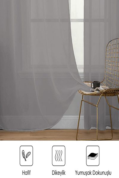 De'Vor Plain Plain Tulle Curtain for Rustic Cornice Use - 300x270 Size