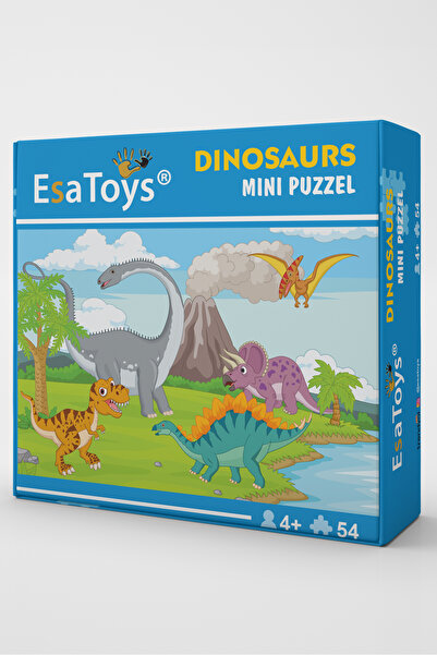 esatoys Ahşap Dinosaurs Mini Puzzle | 4 Yaş 54 Parça