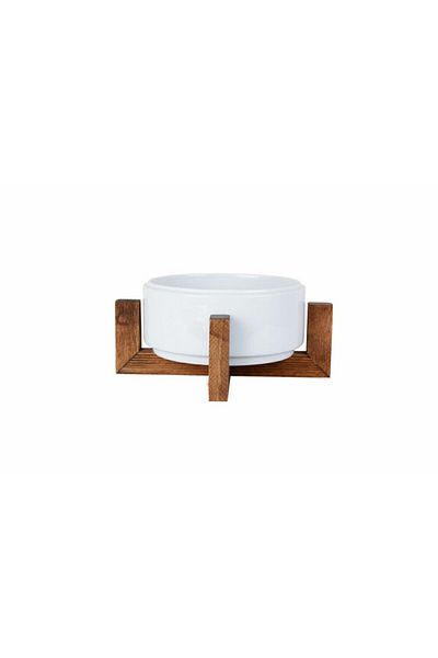 Porland White Wooden Footed Bowl 16 Cm