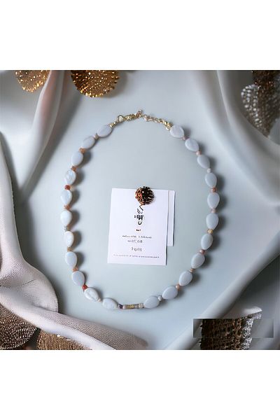 MSTR Art Drop Mother of Pearl Necklace - TEARDROP MOTHER-OF-PEARL AND AGATE