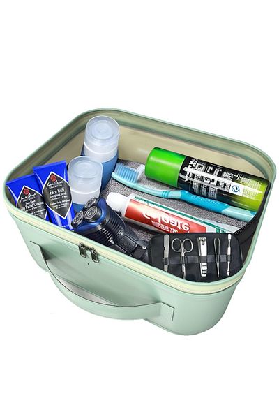 minufco Men's Vegan Faux Leather Liquid-Proof Shaving Set and Toothbrush Personal Care and Travel Bag