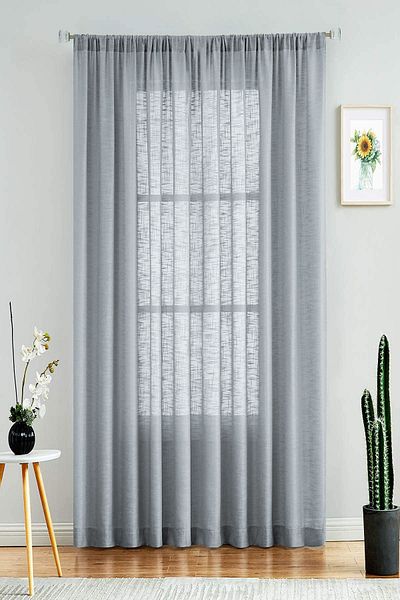 De'Vor Linen Color Tulle Curtain - For Cornice and Rustic, Pleatless Sewing, Size 300x270