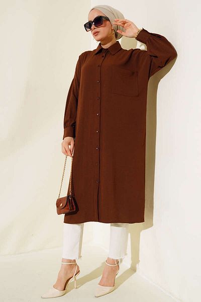 Kirazgym Crepe Fabric Long Tunic with Pocket Detail
