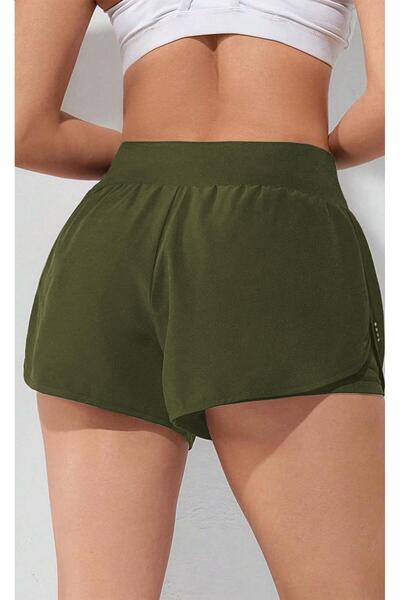 GHASSY CO. Ghassy Co. Kadın 2 in 1 Running Sports Athletic Gym Telefon Cepli Kısa Taytlı Şort