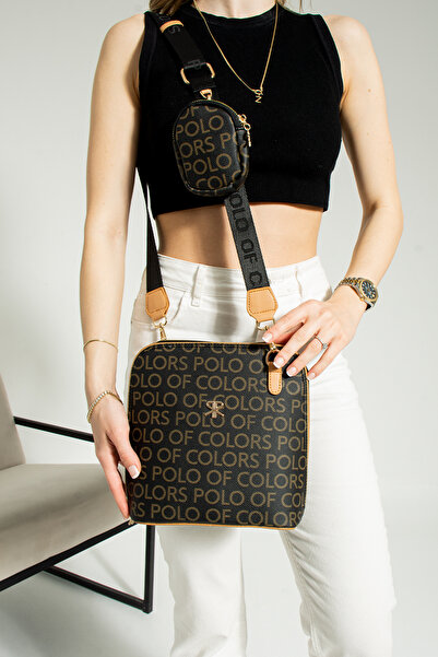 GALB LEATHER Marta BlackCamel Printed Women's Shoulder and Crossbody Bag 24x2...