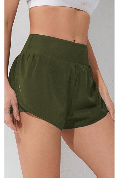 GHASSY CO. Ghassy Co. Kadın 2 in 1 Running Sports Athletic Gym Telefon Cepli Kısa Taytlı Şort