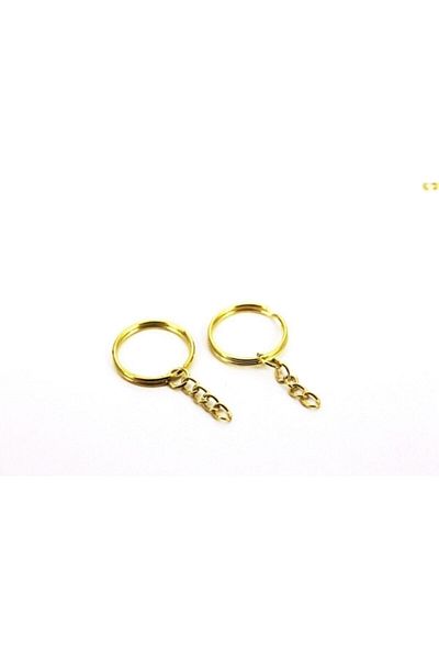 Aker Hediyelik 25 Mm Chain Keychain Ring, Yellow Coated 100 Pieces