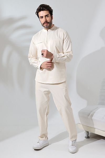 Reis Cream Color Shirt Suit Set