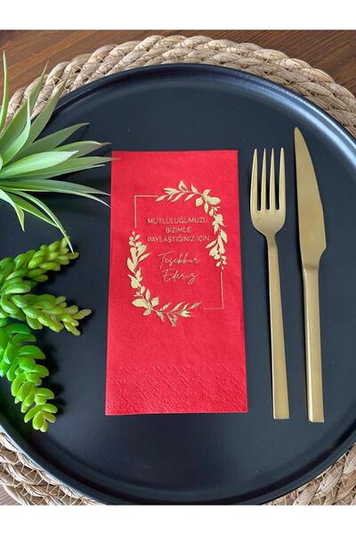 kidspartim منديل أحمر ذهبي مذهّب شكرًا لك على مشاركة سعادتنا معنا معًا 16 قطعة