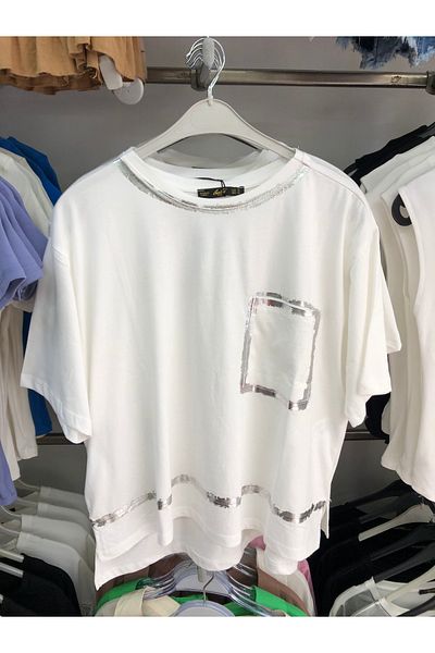 BEBE PLUS Tshirt with Pocket with Silver Leaf