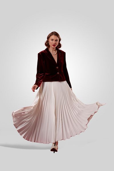Guzella Maxi Length White Pleated Skirt