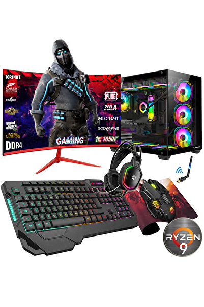 Zeiron Znx1160 Ryzen 9 5900x 32GB DDR4 512GB M2 NVMe SSD RTX3050 27" 165Hz Curved Oyuncu Bilgisayarı