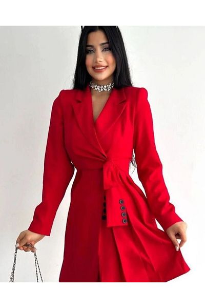 Bella Breeze Rochie jachetă cu pliuri laterale și cu nasturi pentru damă