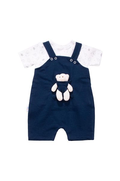 Million Baby Jumpsuit with Pockets and Teddy Bears Navy Blue