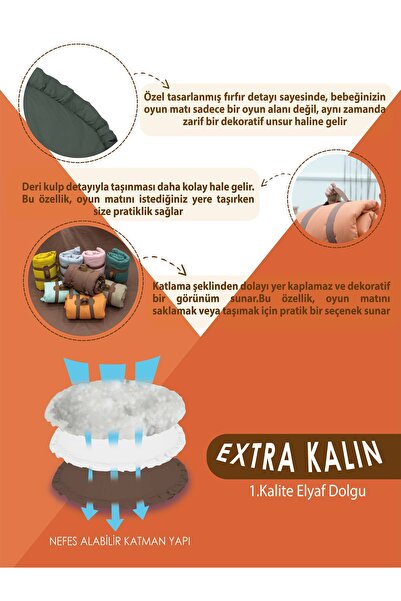 mordesign Bebek/Çocuk Oyun Halısı, Yenidoğan Emekleme Pedi, Aktivite Matı, Çok Amaçlı Minder, Kampçı Serisi