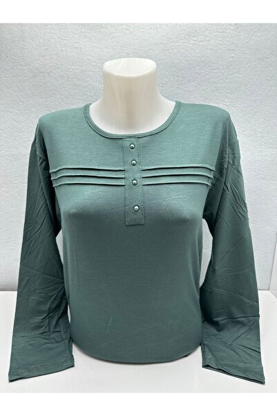 LÜKS MİRAYDA SELF PATTERNED STONED LYCRA MUTTER'S DAY WOMEN'S COMBED COTTON BLUZ