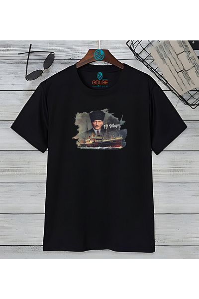Gölge Store Ataturk 19 May Bandırma Chest Printed Oversize Unisex T-Shirt