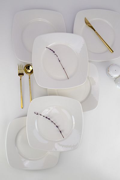 Digithome Terra 6-Piece Porcelain Serving Plate Set 27 Cm Cream - TL4034545 C320.225