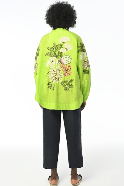 FEMELLE Kadın Sarı Sırtı Ve Kolları Çiçek Nakış İşlemeli Standart Beden Overs...