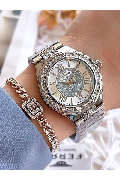 FERRO Silver Color Non-Tarnish Color-Tossing 3 Atm Waterproof Special Design Women's Wristwatch EFL21285A