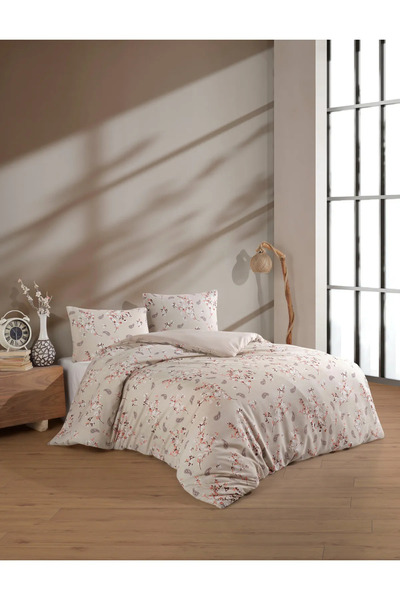 GOOD MORNİNG PAMUKKALE Life Dvostrani Smeđi Cveta 160x220 Jednostruki Set Nav...