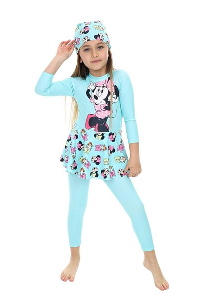 ÖYKÜ KİDS Beaded Girl's Stylish Swimsuit with Skirt Detail