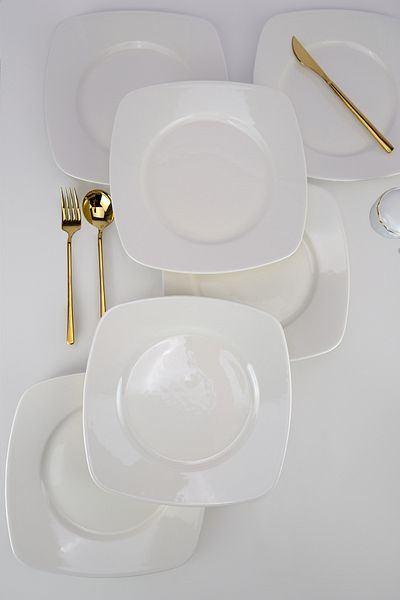 Digithome Terra 6-Piece Porcelain Serving Plate Set 27 Cm Cream - TL4034545 C320.225